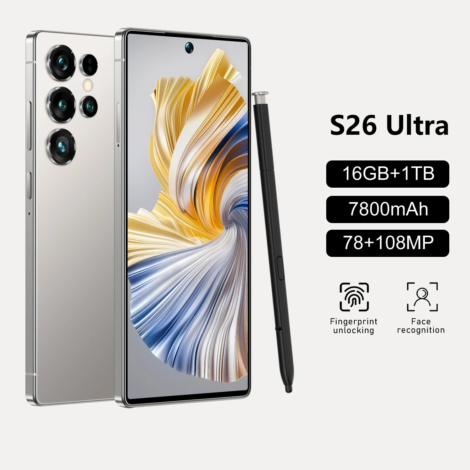 S26 Ultra 5G Smartphone, 1TB Storage, 16GB RAM, Dual SIM Tidesmit