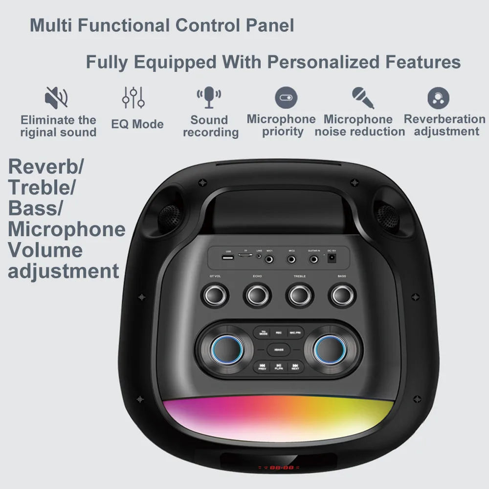 RX-P8Q278 PRO Wholesale Outdoor Portable Wireless LED Speaker Bass100W DJ Karaoke Party Box Blue Tooth Speaker Dual 8-Inch My Store