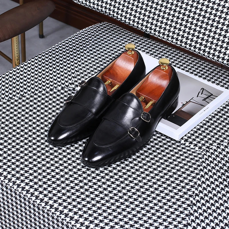Isirhonour Hand-painted Patina Leather Loafers Mens Slip on Tassel Moccasins Italian Apron Toe Dress Shoes for Formal Party