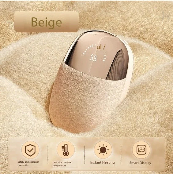 Power bank charger-New Portable USB Rechargeable Digital Display Plush Hand Warmer and Power Bank in One, Safe Double-sided Heating, Winter Gift Tidesmit