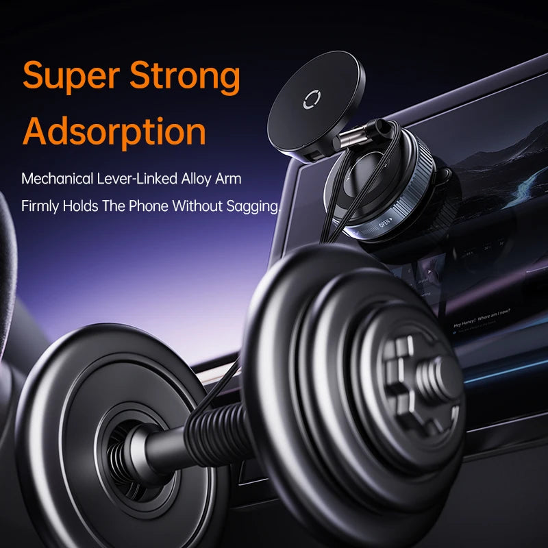 X68w Charging Car Magnetic Round Phone Holder for All Phones 360 Degree Rotating Magnetic Vacuum Suction Phone Mount Holder Tidesmit