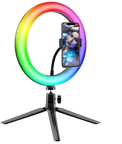 10-Inch RGB LED Ring Light with Desktop Tripod - Adjustable Color Lighting Tidesmit