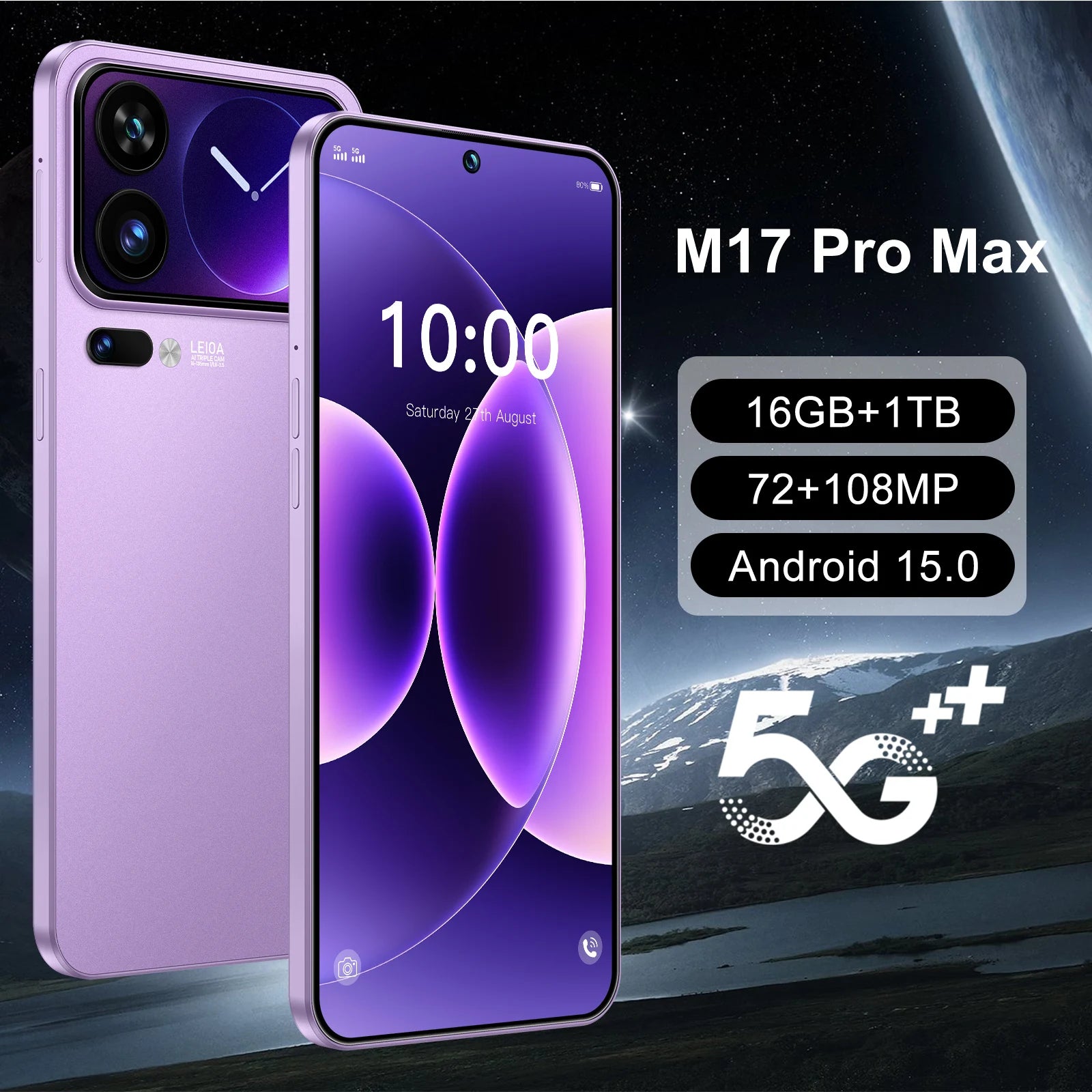 Android 15 5G Smartphone 7.3-inch 1TB 16GB RAM Unlocked Mobile Tidesmit