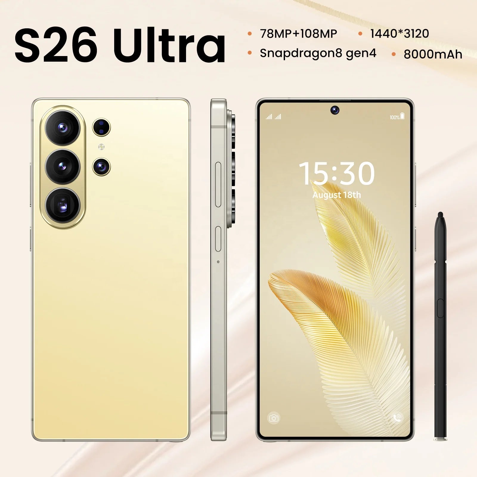 22G+2TB 2026 Latest S26 Ultra Original 5G Gaming Smartphone 108MP Camera Dual SIM Unlocked Global Version Cell Phone  Decacore