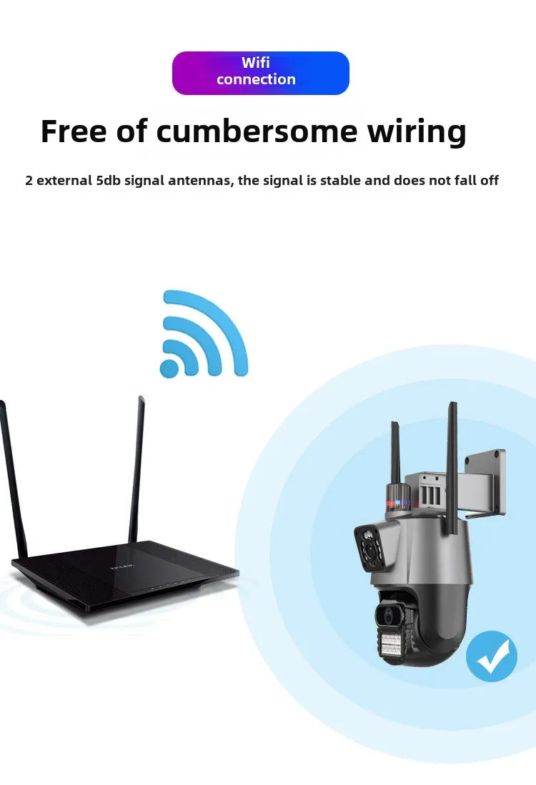 ICSEE P11 8mp 4K wireless wifi camera home security HD network monitor video outdoor dual lens waterproof 6MP 3K ip ptz camera Tidesmit