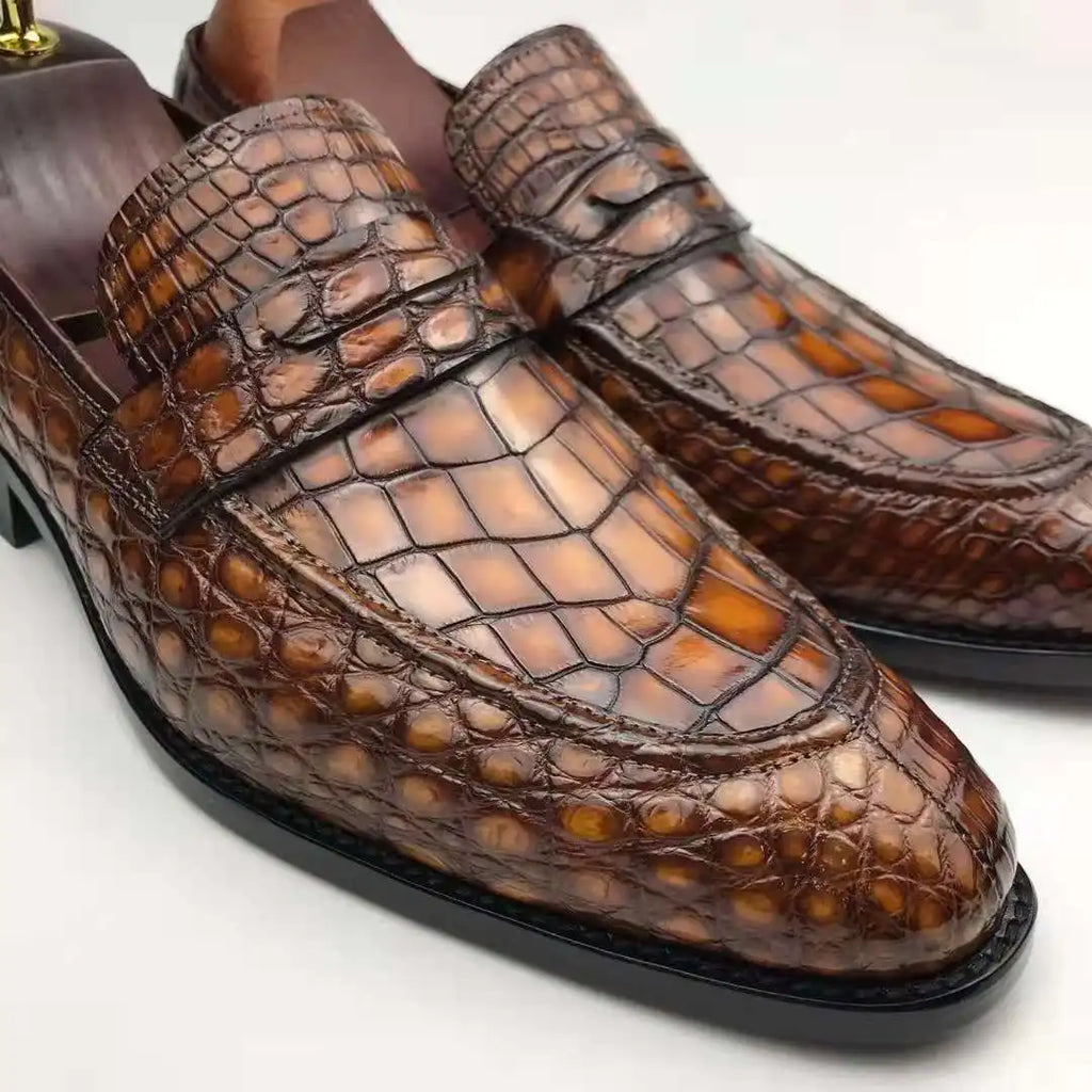Goodyear Welt Genuine Crocodile Leather Shoes for Man Loafers Shoes Alligator Men Chic New Model Office Party Men's Shoes