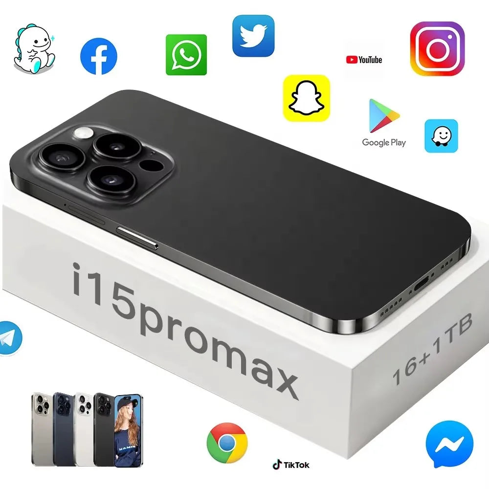 Unlocked Phone 15 Pro Max 8GB+512GB Dual Sim Card 4G 5G Smartphone 6.8 Inch OLED Screen I 15 Phone 15 Pro Max Smart Phone logo Tidesmit