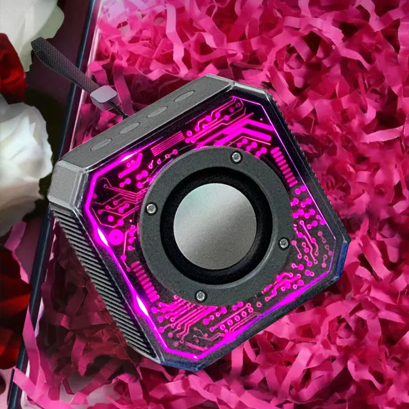 V8 Mecha Bluetooth Speaker RGB Atmosphere Light High-Power 10W Mini Stereo Heavy Subwoofer for Home Car Supports Memory Card Black. My Store