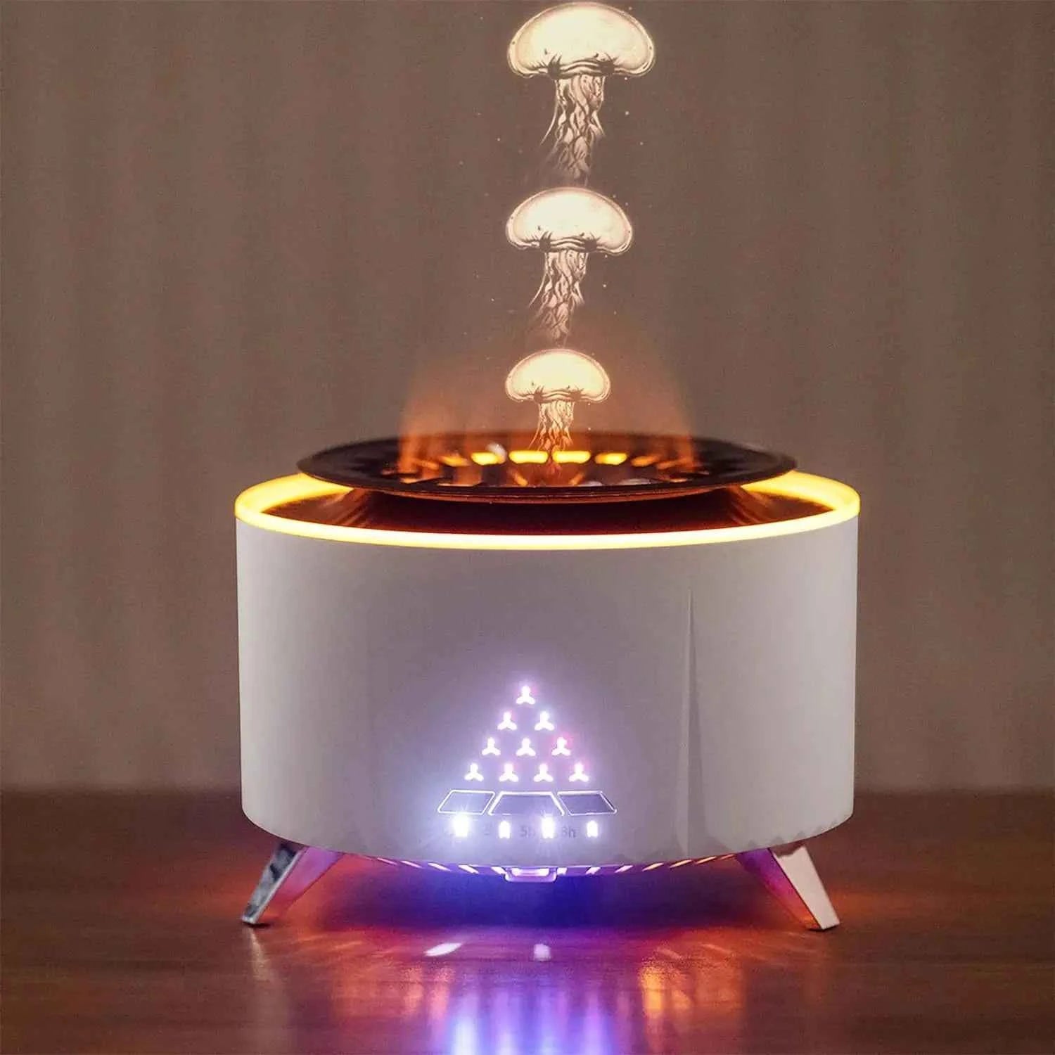 Wood Grain Aromatherapy Jellyfish White Noise Flame Air Humidifier Aroma Difuser Essential Oil Diffuser With Bluetooth Speaker My Store