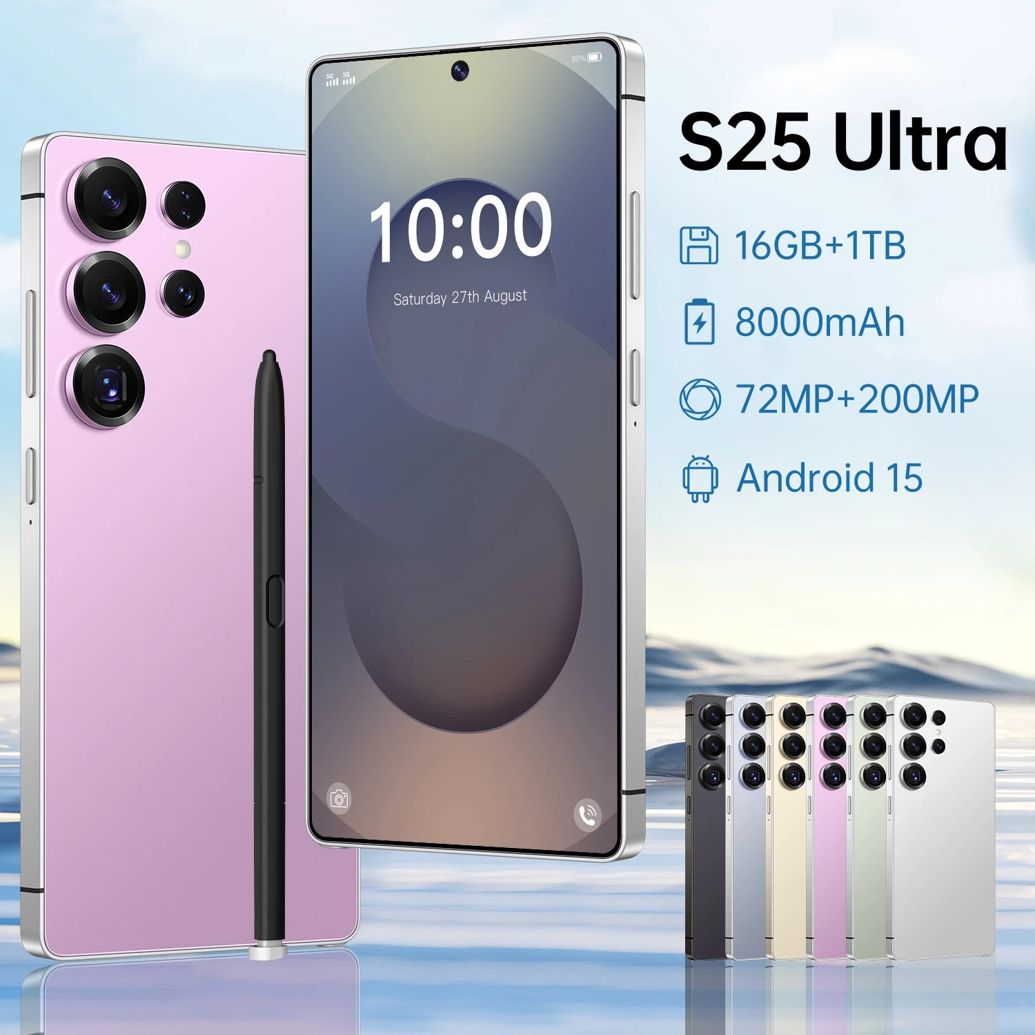 Android 15 Smartphone 1TB Storage 6.9 Inch Display - Tidesmit Pink 16g 1TB Tidesmit