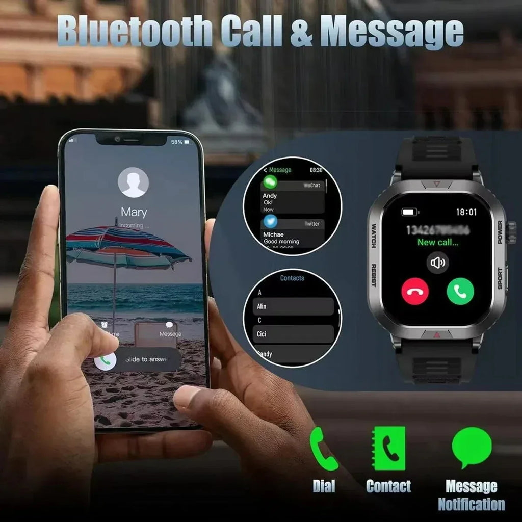 2025 New Outdoor Sport Smartwatch ZW66 2.01 Square Screen 300mAh Battery Health Heart Rate Monitoring Waterproof iOS Compatible - Tidesmit