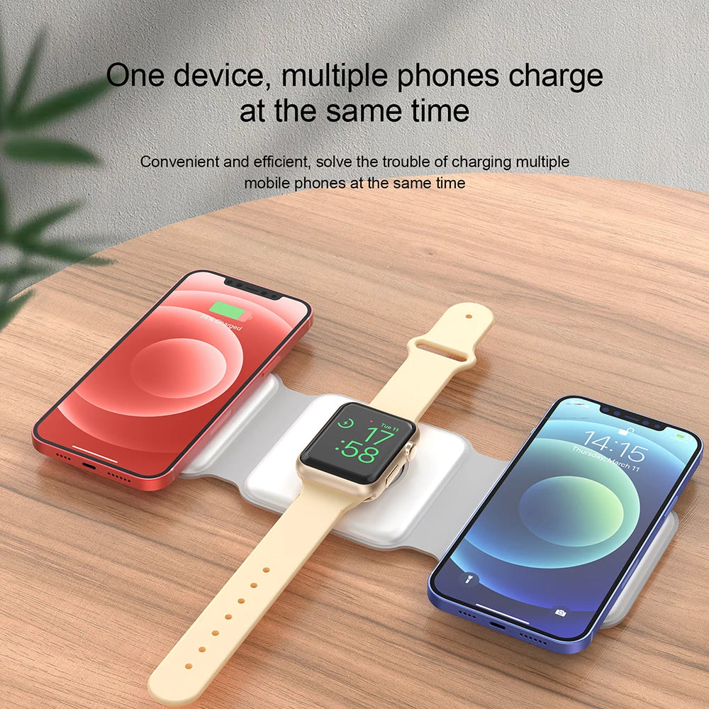 Power bank charger-2024 Hot Products 15W Fast Charger Portable 3 in 1 Wireless Charger for iphone 15 for Samsung Foldable Earphone Custom Logo Tidesmit