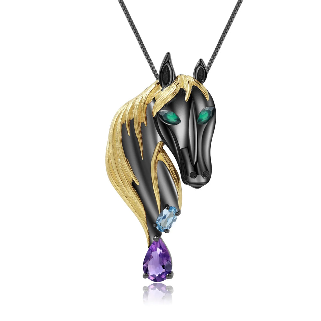 TIANSHE Italy High-end Design Horse Brooch Pendant Necklace Fashion Personality S925 Pure Silver Jewelry Accessories