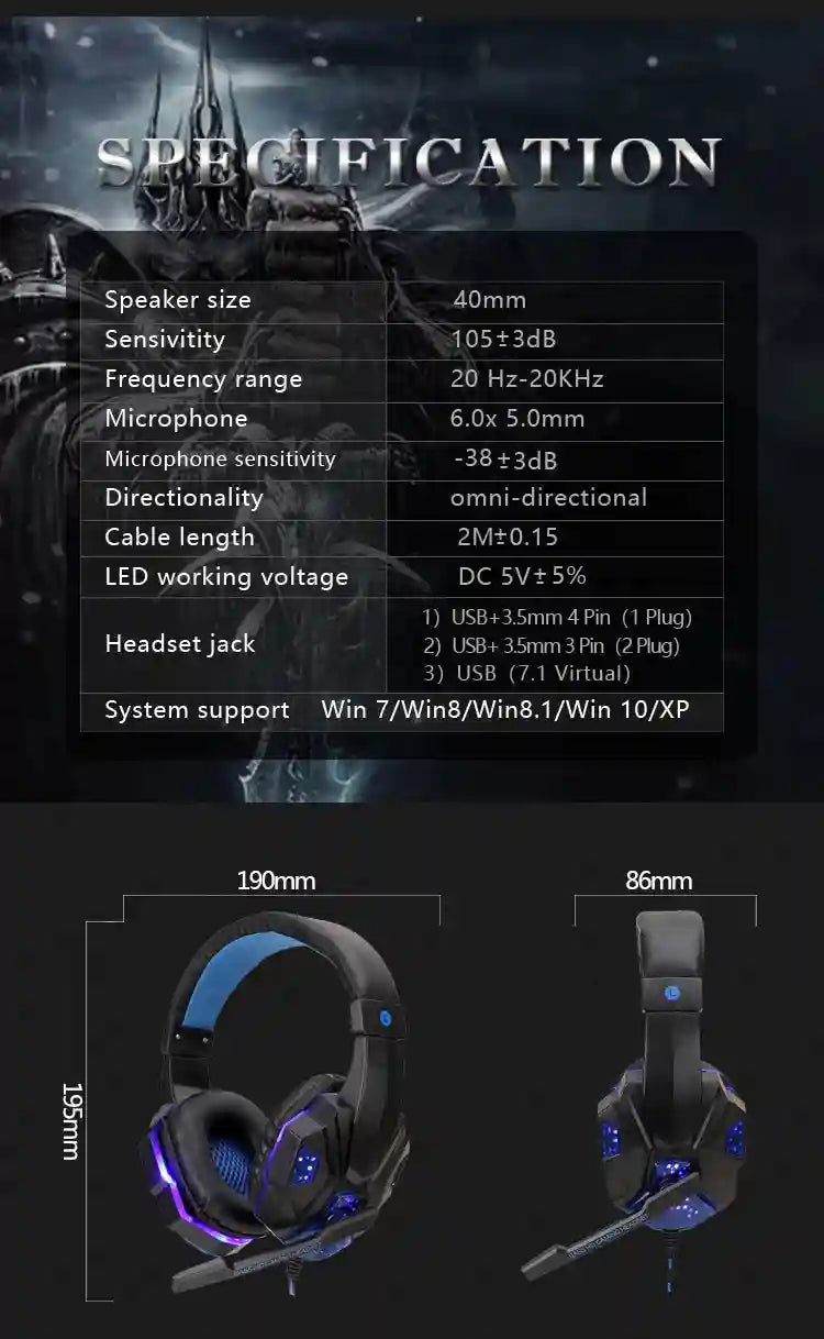 Wired Gaming Headset with Microphone - 7.1 Surround Sound for PC and PS5 Tidesmit