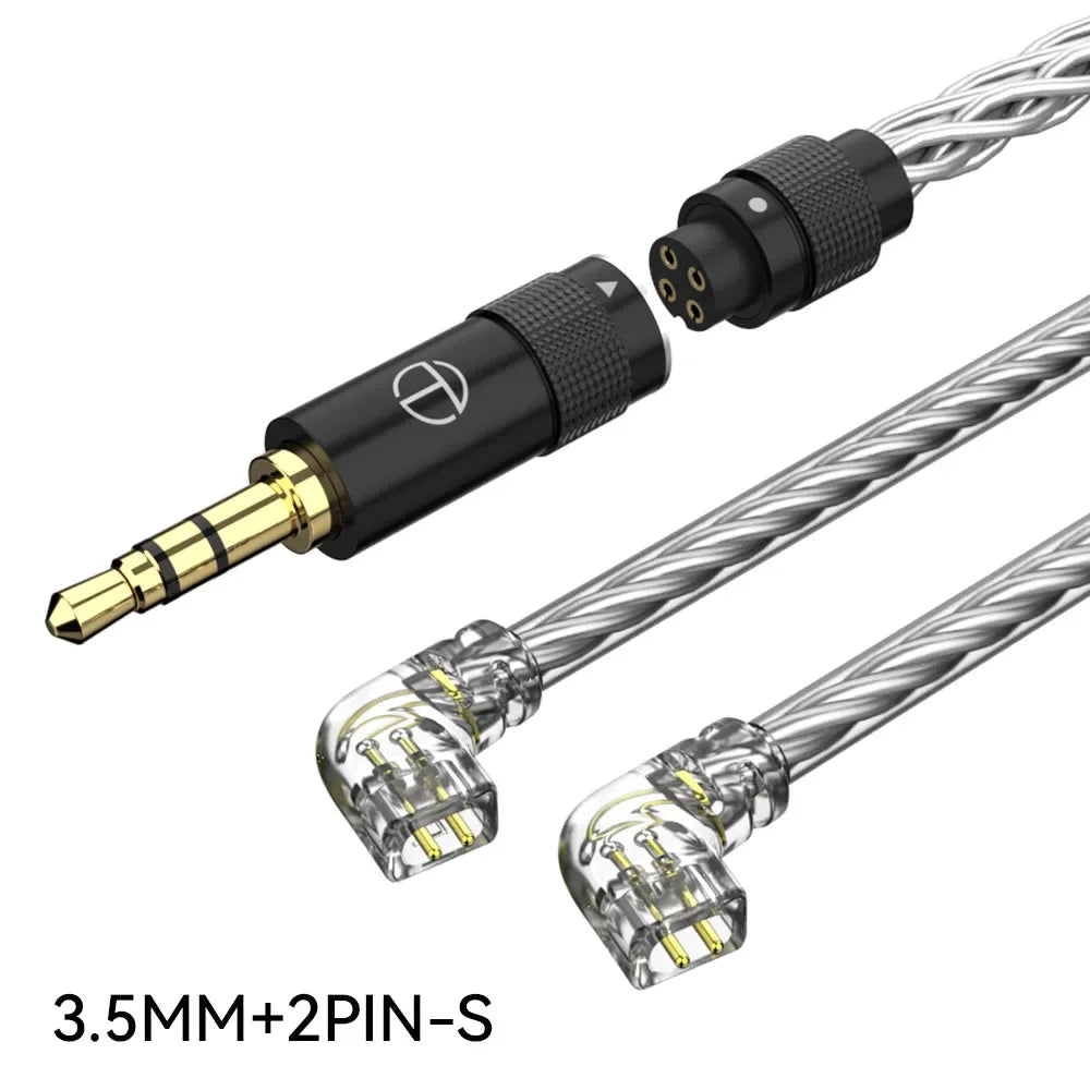 Tidesmit 8-Core OFC Silver Plated HiFi Upgrade Cable for IEMs 3.5 2PINS(QDC) Tidesmit
