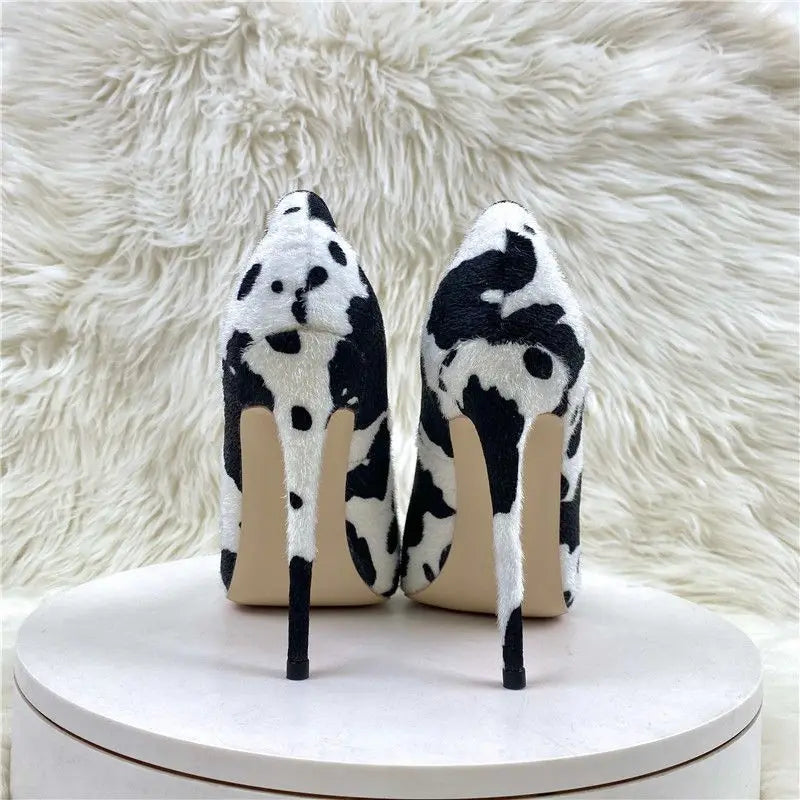 12CM/10CM/8CM Cow Skin Kadin Sandalet Anti-slip Outsole Plus Size 2024 Stilettos Job Shoe Women's High Heels