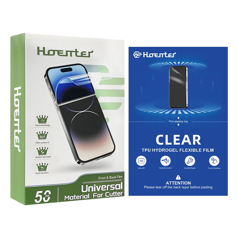 Hoenter Auto Frost Hydrogel TPU Screen Protectors Self-Repairs Mobile Phone Protective Film Hydrogel TPU Self-Repair Cutting 50pcs TPU Clear Tidesmit