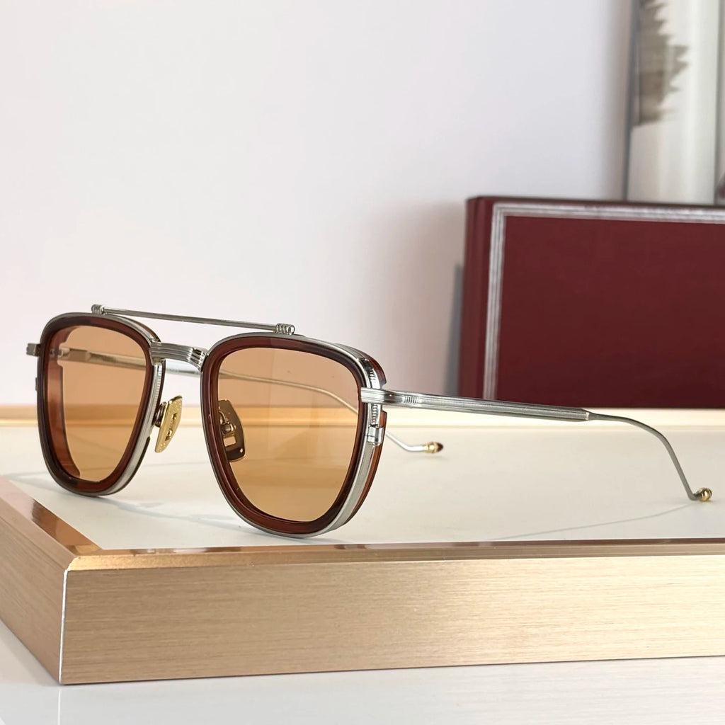 Luxury Fashion Designer Neutral Sunglasses UV400 Pilot Titanium Frame High Quality Men's Driving Business Travel Sunglasses