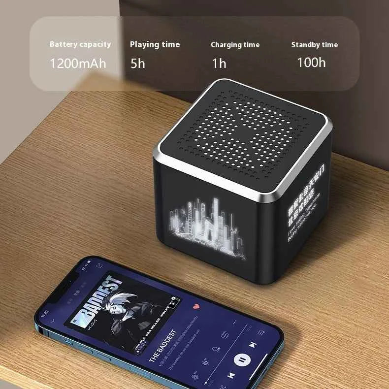 Mini Cultural and Creative BT Speaker Four Custom Sided Luminous Pattern Portable Music Box Audio Player Promotional Gift My Store