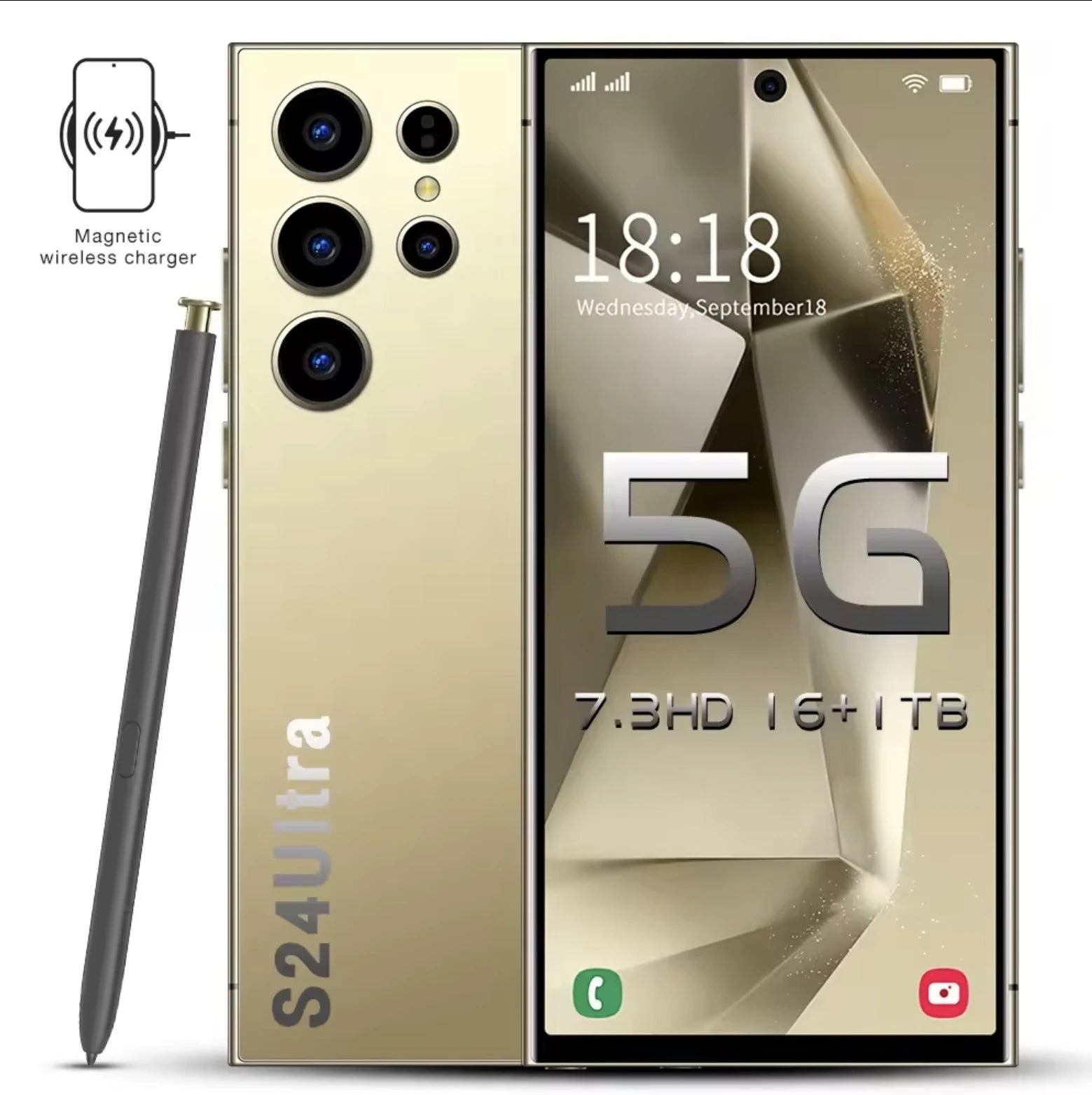 S25 Ultra 5G Smartphone, 1TB Storage, 16GB RAM, 7.3 Inch Display Gold 16g 1TB Tidesmit