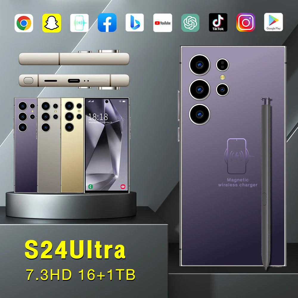 2024 New Ultra-high Speed S24 Ultra 16GB+1TB 5G Smart Phone 7.2-inch 3-7MP Snapdragon 8+2 Android 14 Game Phone Tidesmit