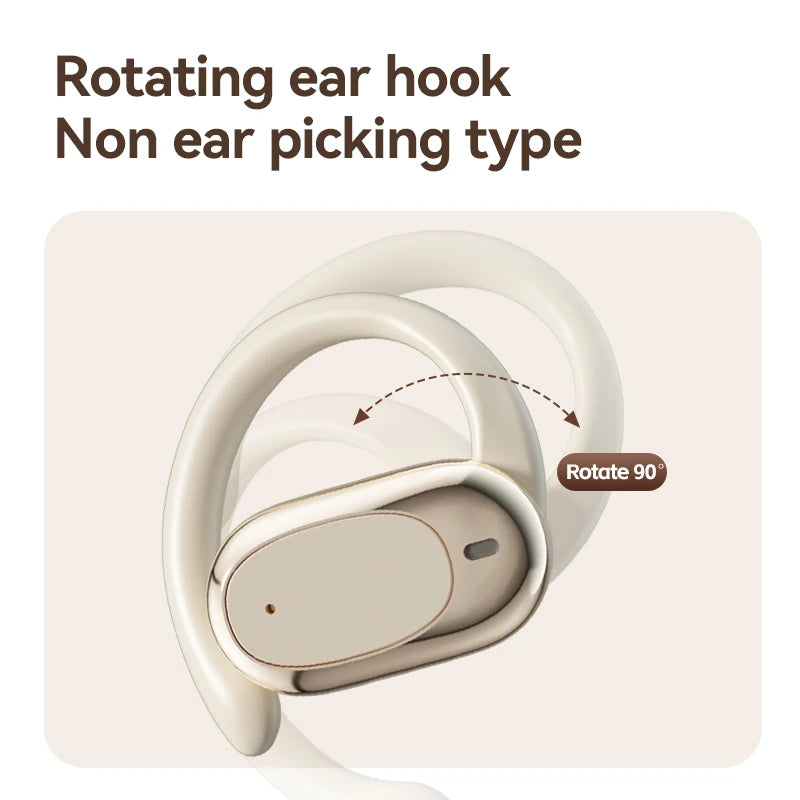 New Electroplating Wireless Earphones M57 OWS Rotatable Ear Hook Music Earbuds with LED Power Display and Hi-Res Sound Quality Tidesmit