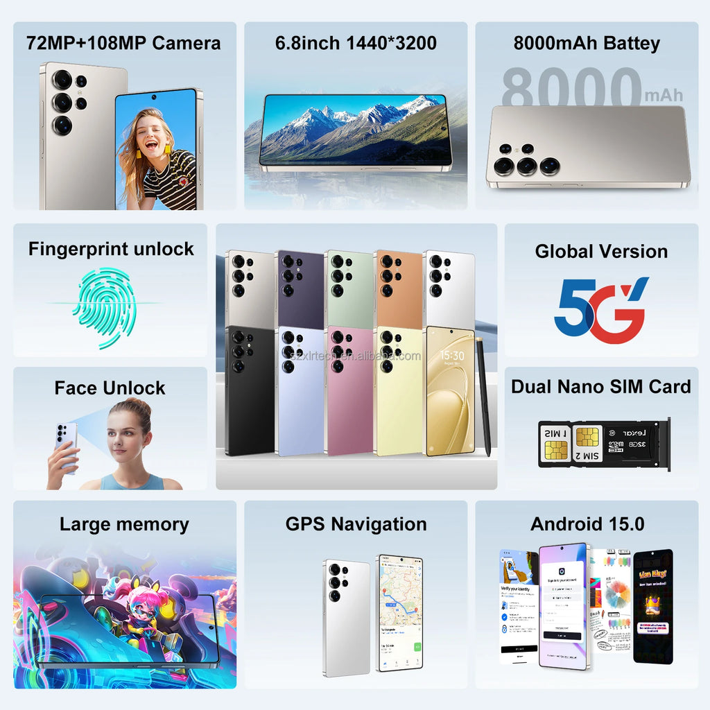 S25 Ultra 5G Smartphone 1TB 16GB RAM 6.8-Inch Unlocked Mobile Tidesmit