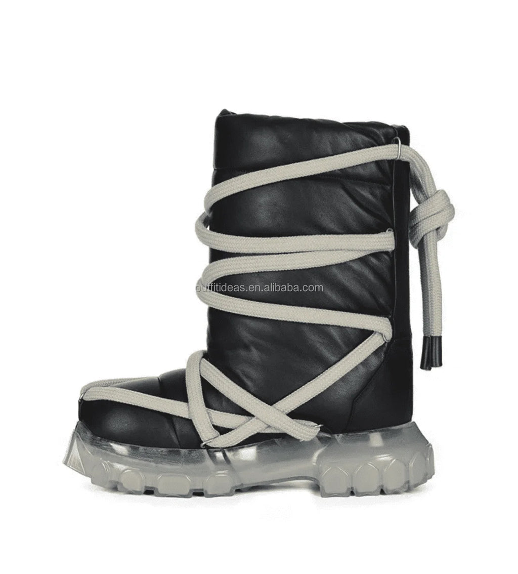 Round Toe Pull on Unisex Trendy Sneaker Shoes Beatle Turbo Cyclops 70mm Ankle Leather Platform Boots for Men Dress Shoes
