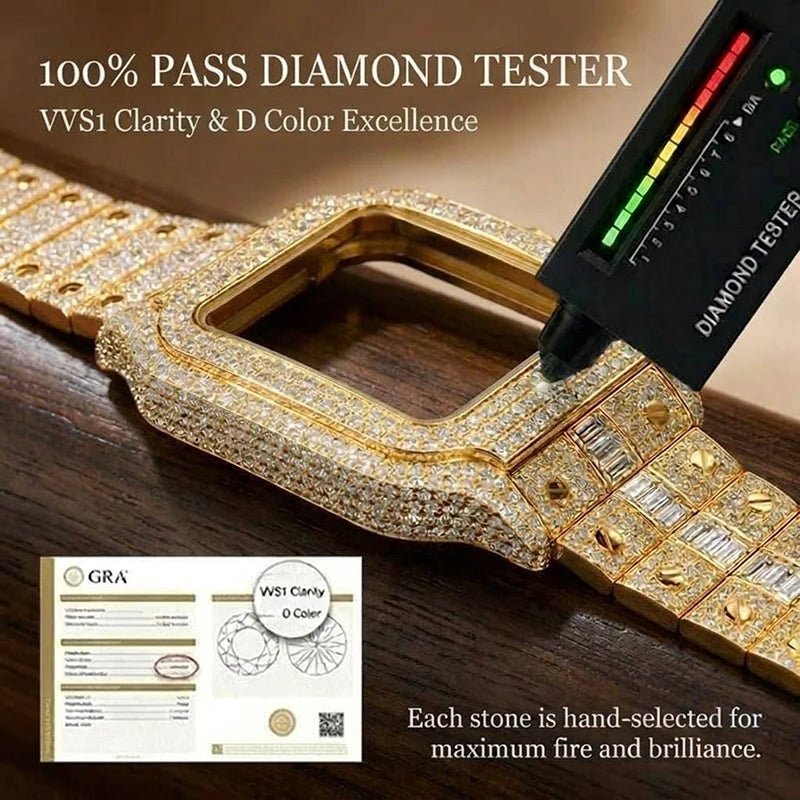 Custom logo Sapphire Crystal Luxury Moissanite Watch Waterproof Dial Stainless Steel Automatic Mechanical Diamond Watch Case