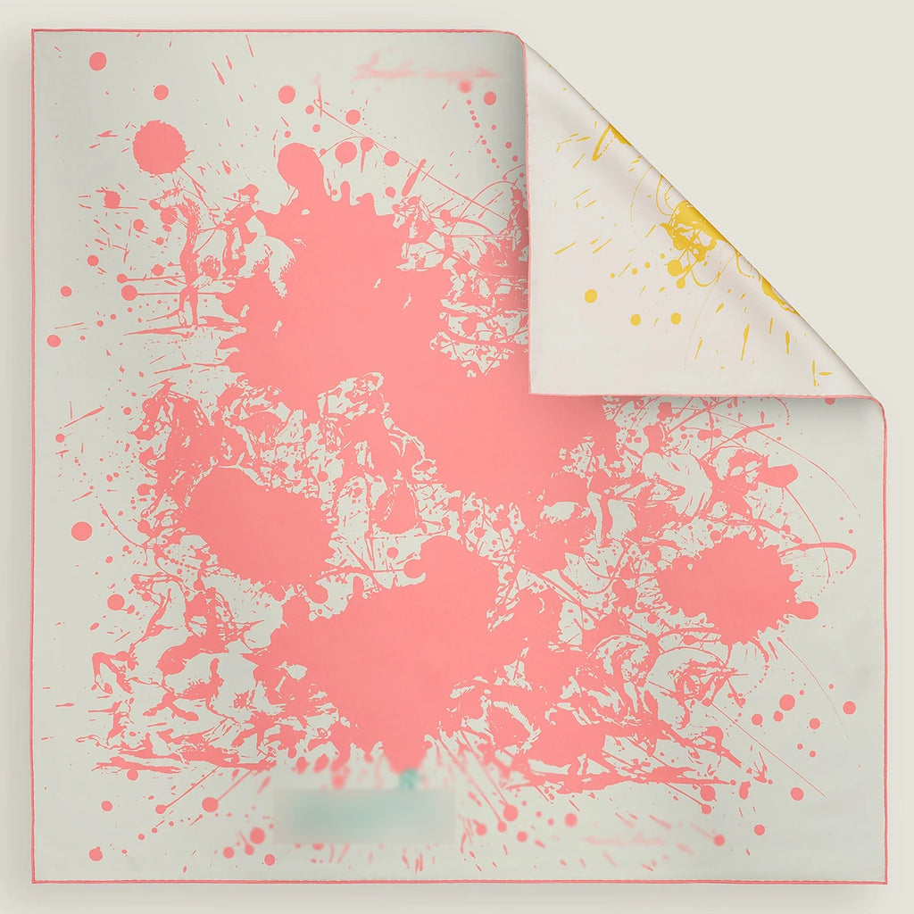 Luxurious 90*90cm SquareInk Dot Painting Collection Digital Printed Silk Scarf Gift Specially Designed for Elegant Individuals
