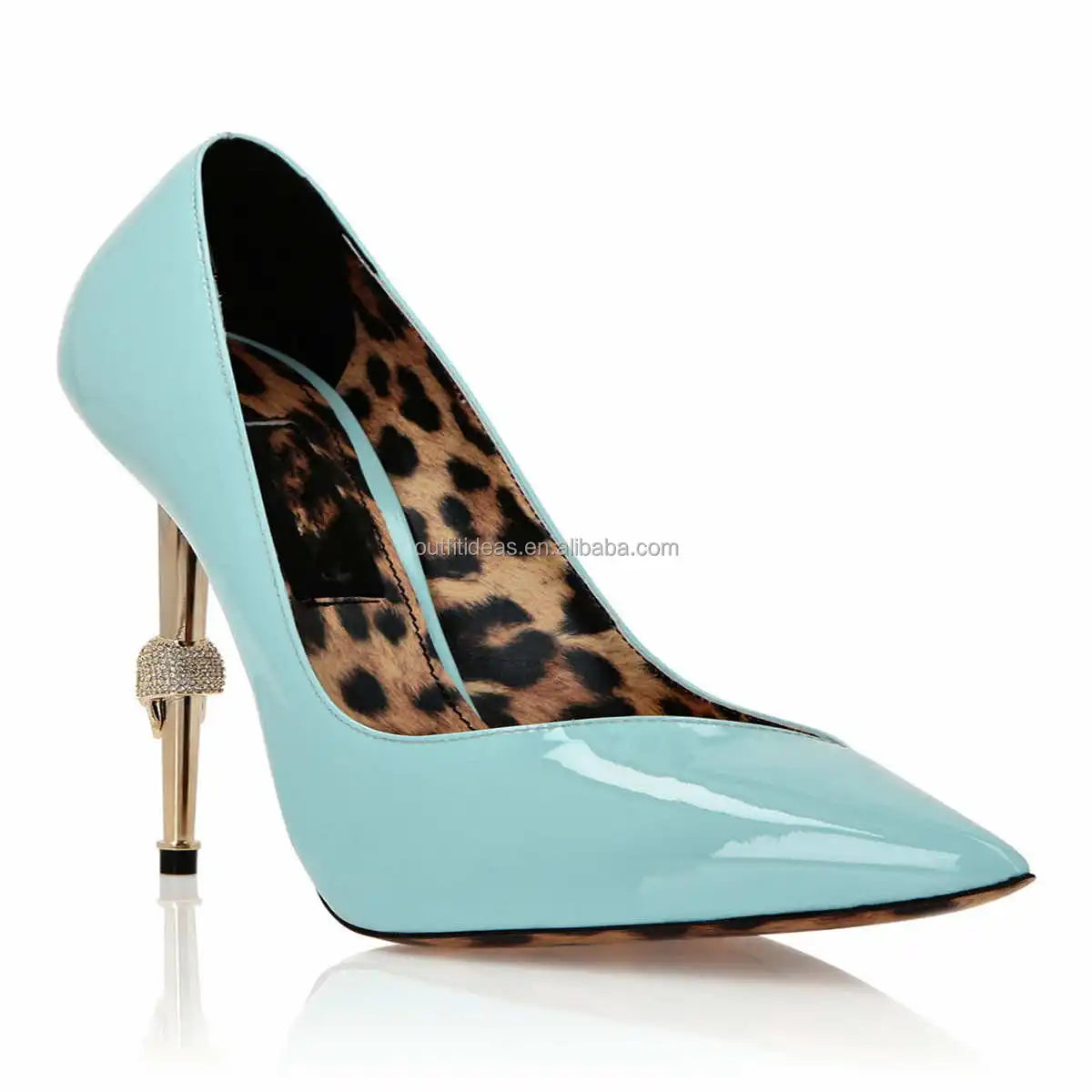 Top Quality Luxury Jewel Sandal Design 12cm Stiletto Heel Skull Heel Dappled Patent Leather Leopard Pumps Women Sexy Party Shoes