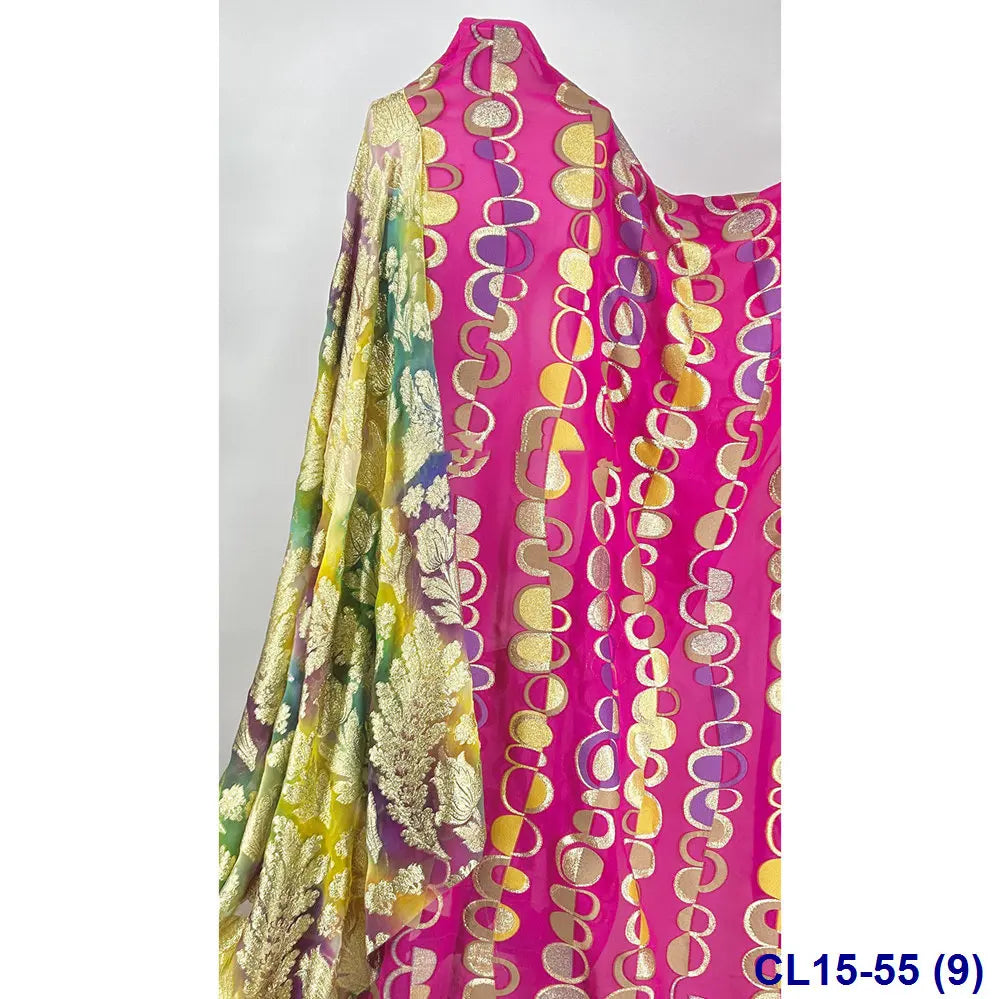 Lisami RTS Luxury Silk Fabric Elegant Multi-Color 3D Metallic Handcut for Dresses Weddings and Curtains