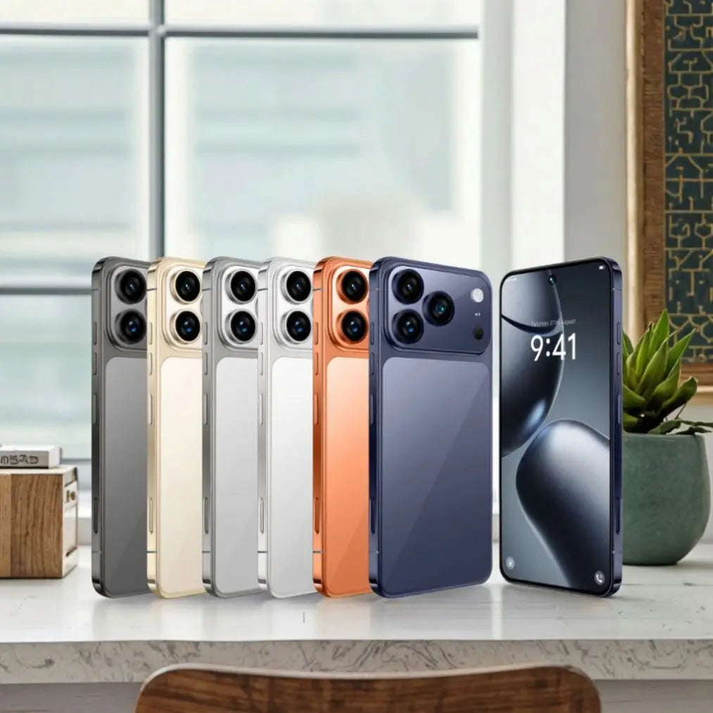 Side profile of Tidesmit I17 Pro Max showing sleek design and massive 7.3 inch display on Android 15 smartphone.