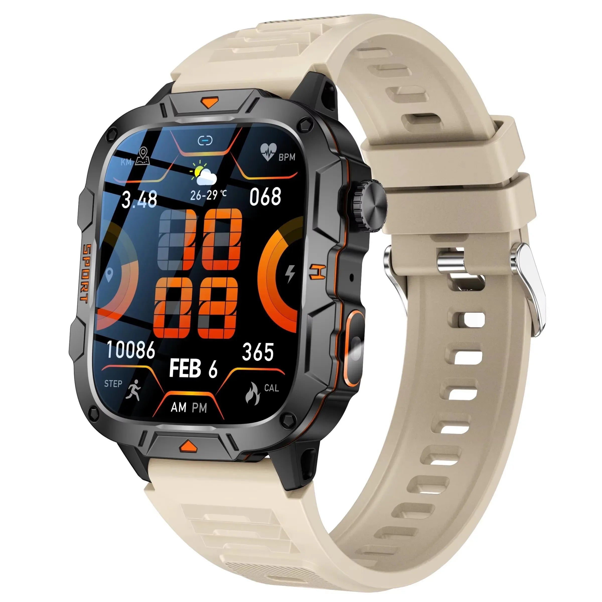 2025 Sports Fashion Flash Light Smart Watch QX12 Reloj Inteligente Fitness Tracker 1.96 Inch BT Call Smart Watch for Men - Tidesmit