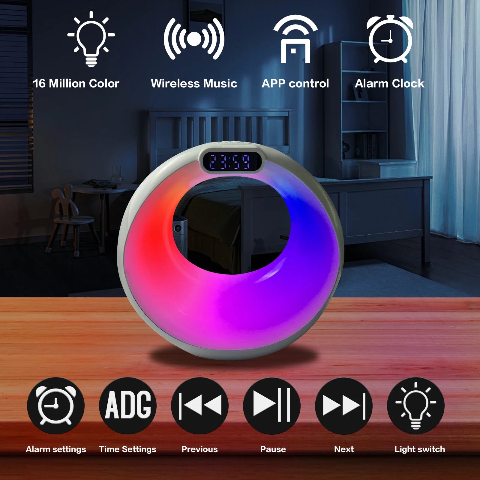 New Style Portable Wireless Gaming Speaker with Mixed Colorful LED Alarm Clock Lights Multifunction Outdoor Party Smart Speaker My Store