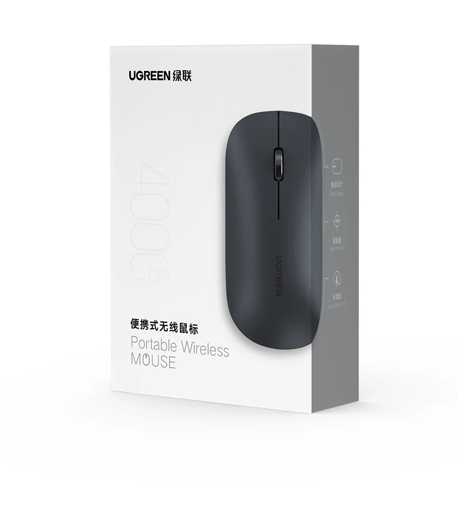 UGREEN Mouse Wireless Bluetooth 2.4G Silent Mice 4000 DPI Left Right Hand For MacBook Tablet Computer Laptop PC Wireless Mouse