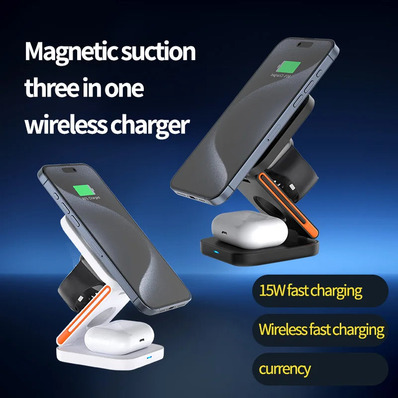 Power bank charger-Trending Products 2025 New Arrivals Phone Watch Earphone Station Mini Travel Power Bank 3 in 1 Foldable Wireless Charger Stand Tidesmit