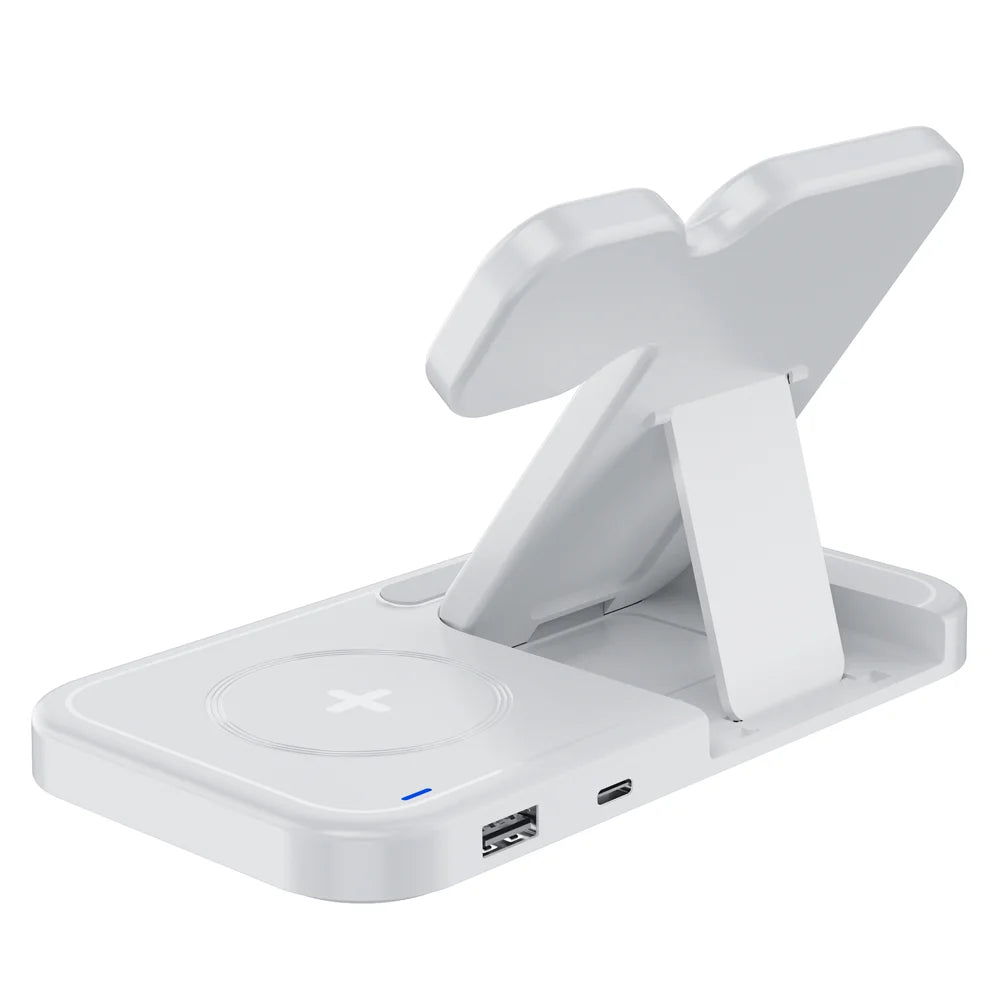Shenzhen Factory's 3-in-1 15W/5W/3W Foldable Wireless Charger Holder for Smartphones Smart Watches Direct Multifunctional Device Tidesmit