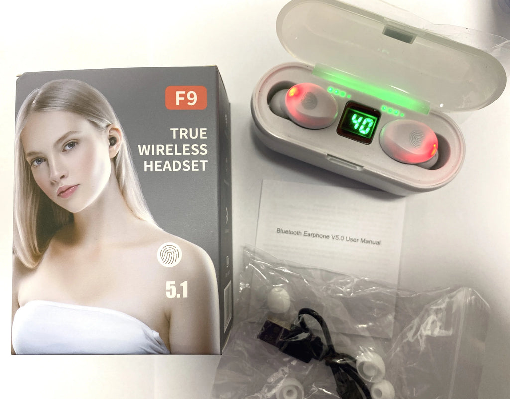 2000mAh F9 Portable Charging Sports TWS 5.0 Gaming Wireless Earbuds Earphone Headphones for iphone for samsung Tidesmit