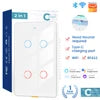 Smatrul Type C Wireless WiFi RF433 Smart Home Wall Switch with Alexa Google Home Timing Voice App Tuya Max Current 10A US 12*7.2*3.84cm White 4gang Us Standard Tidesmit