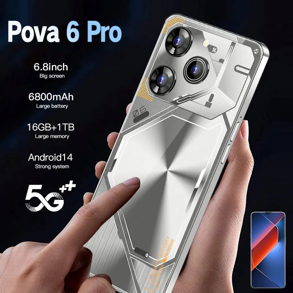 Pova 6 Pro 5G Smartphone - 1TB Storage, 6800mAh Battery - Blue Tidesmit