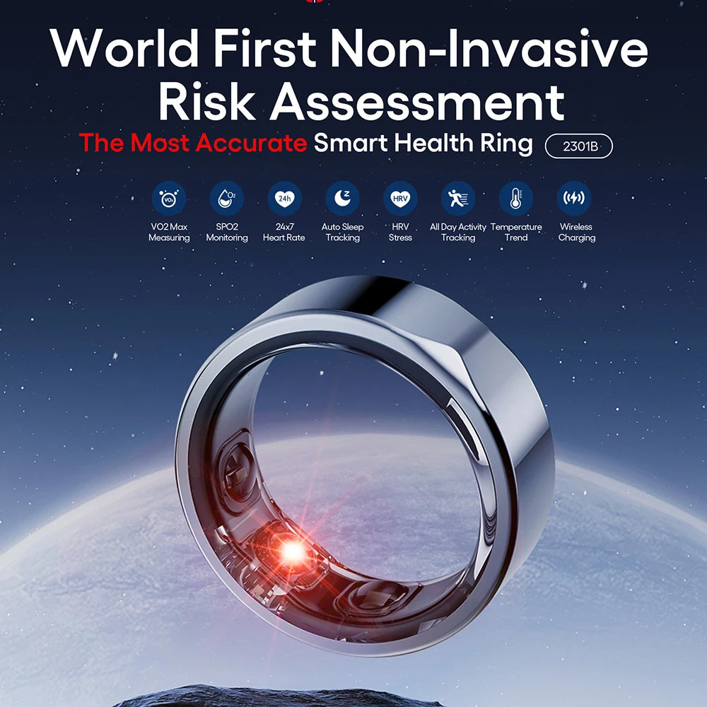 2301B Premium Quality Smart Ring with Wireless Charging Fitness tracker Sports Monitor Blood Pressure Android for Men Women 2025 Tidesmit