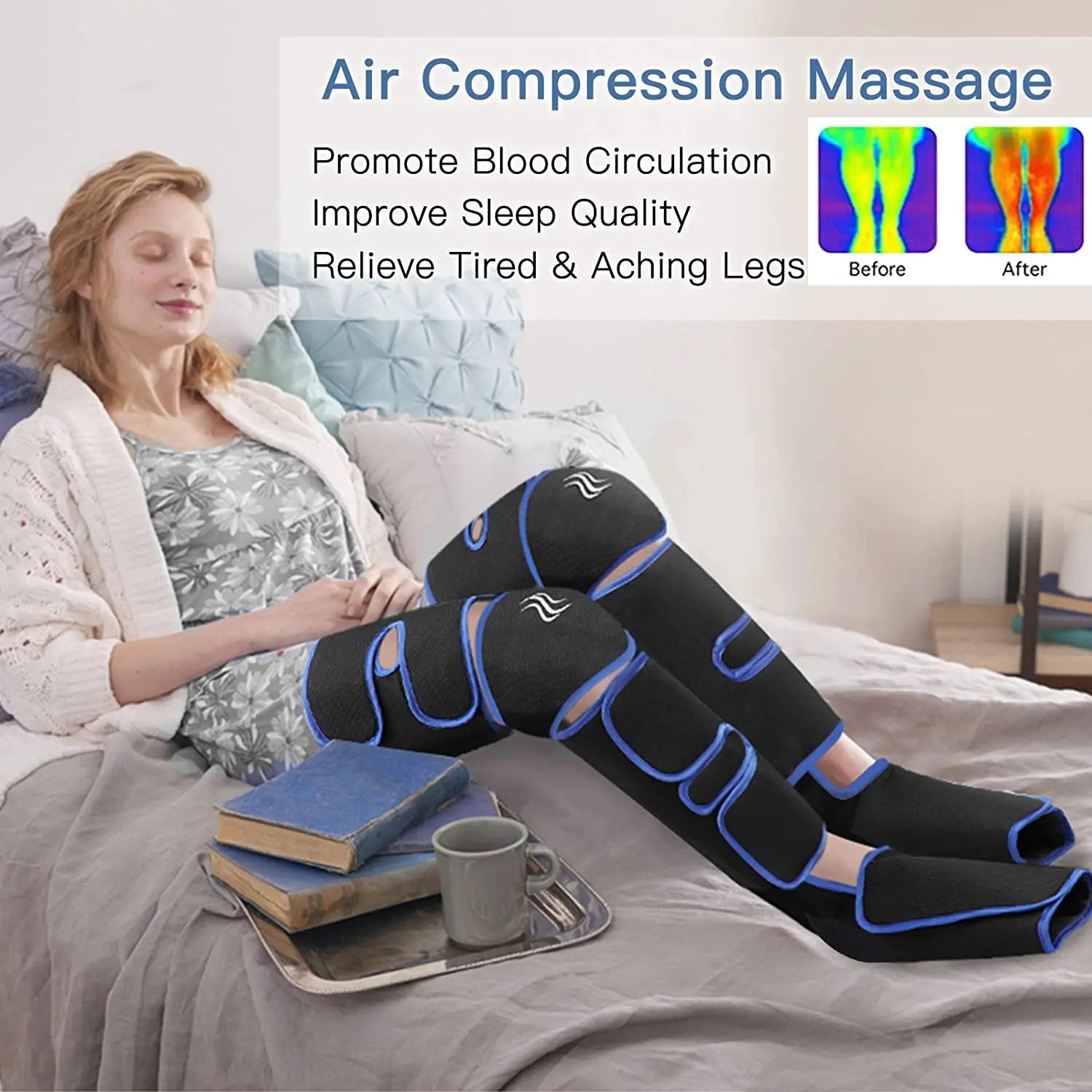 Leg Air Compression Massager with Heat Therapy for Circulation Relief Body Shaping Massage Equipment Tidesmit
