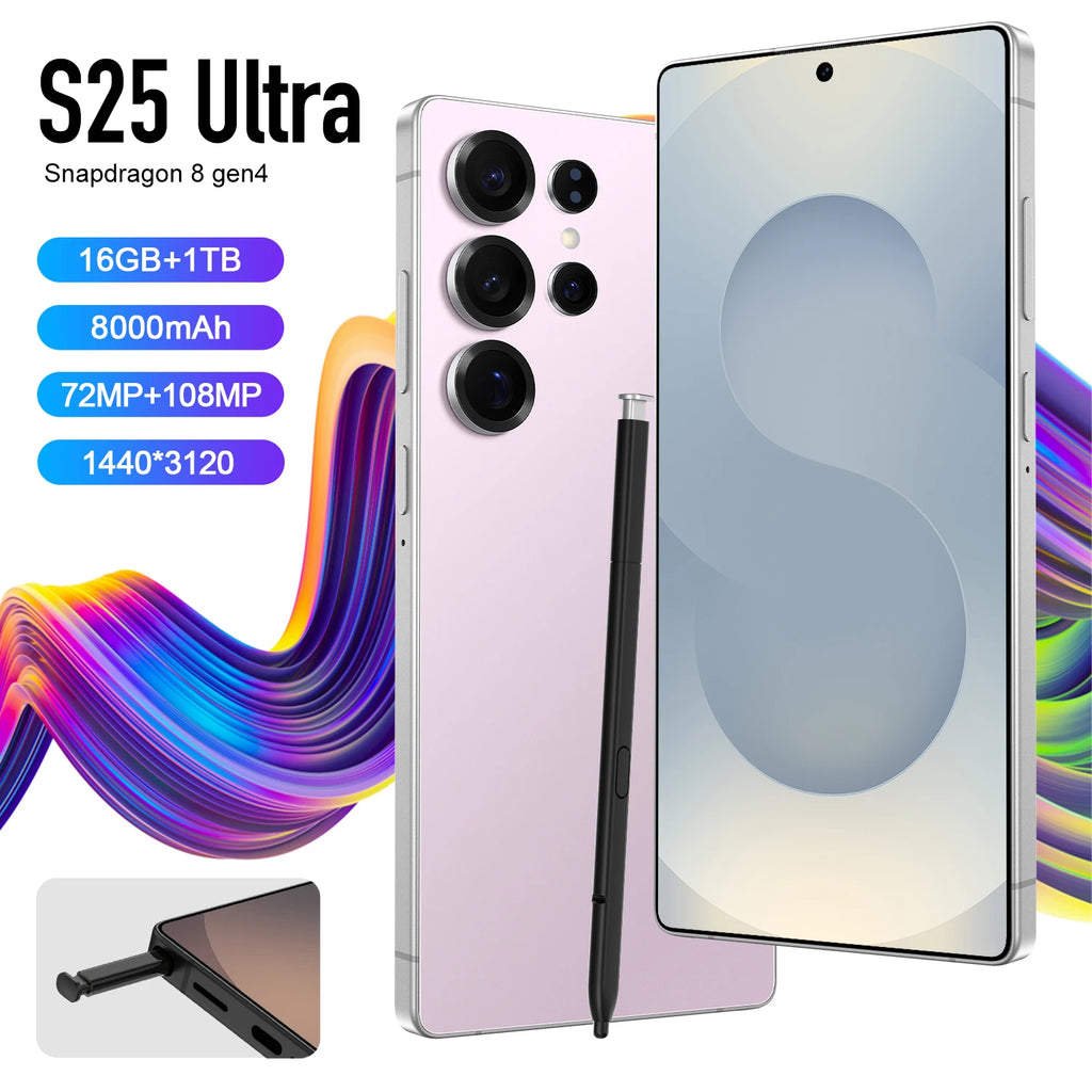 Original S25 Ultra 5G smartphone with 16GB RAM 1TB storage and 7.3 inch HD screen in used condition