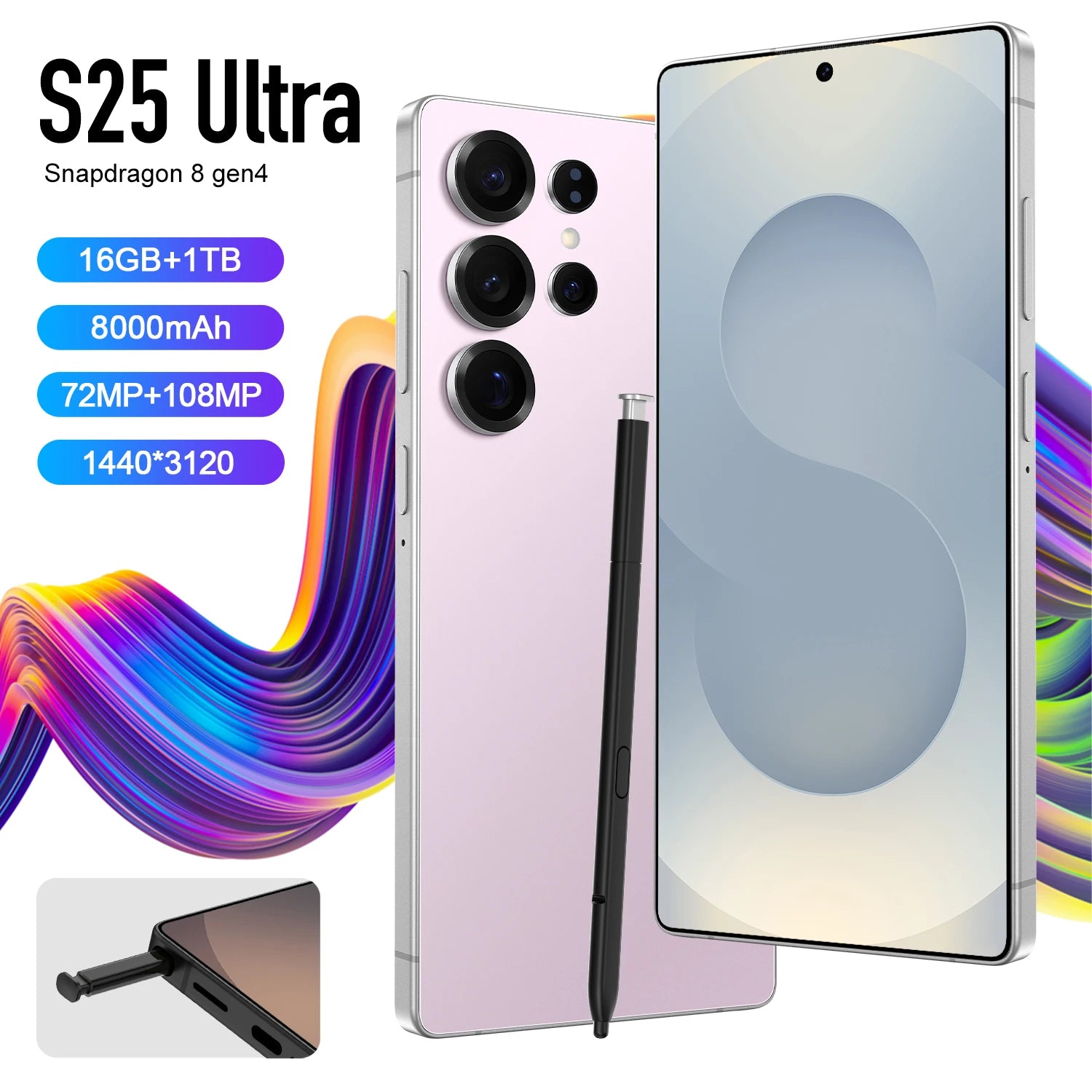 Original S25 Ultra 5G smartphone with 16GB RAM 1TB storage and 7.3 inch HD screen in used condition