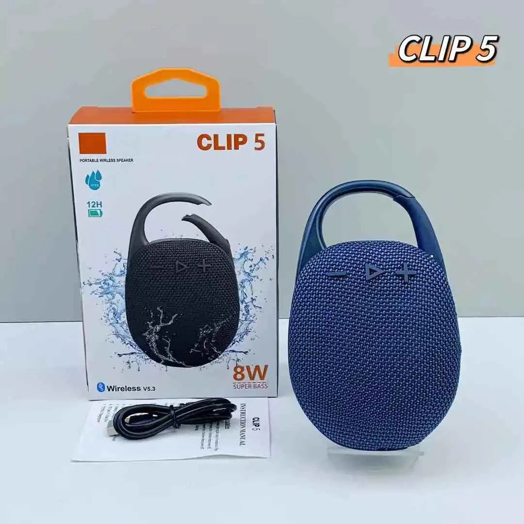 Clip5 Mini Portable Wireless BT Speaker 5W Bass Outdoor Sport Speaker Home Gift Clip4 Mini Boombox Speakers With Hook Dark blue My Store