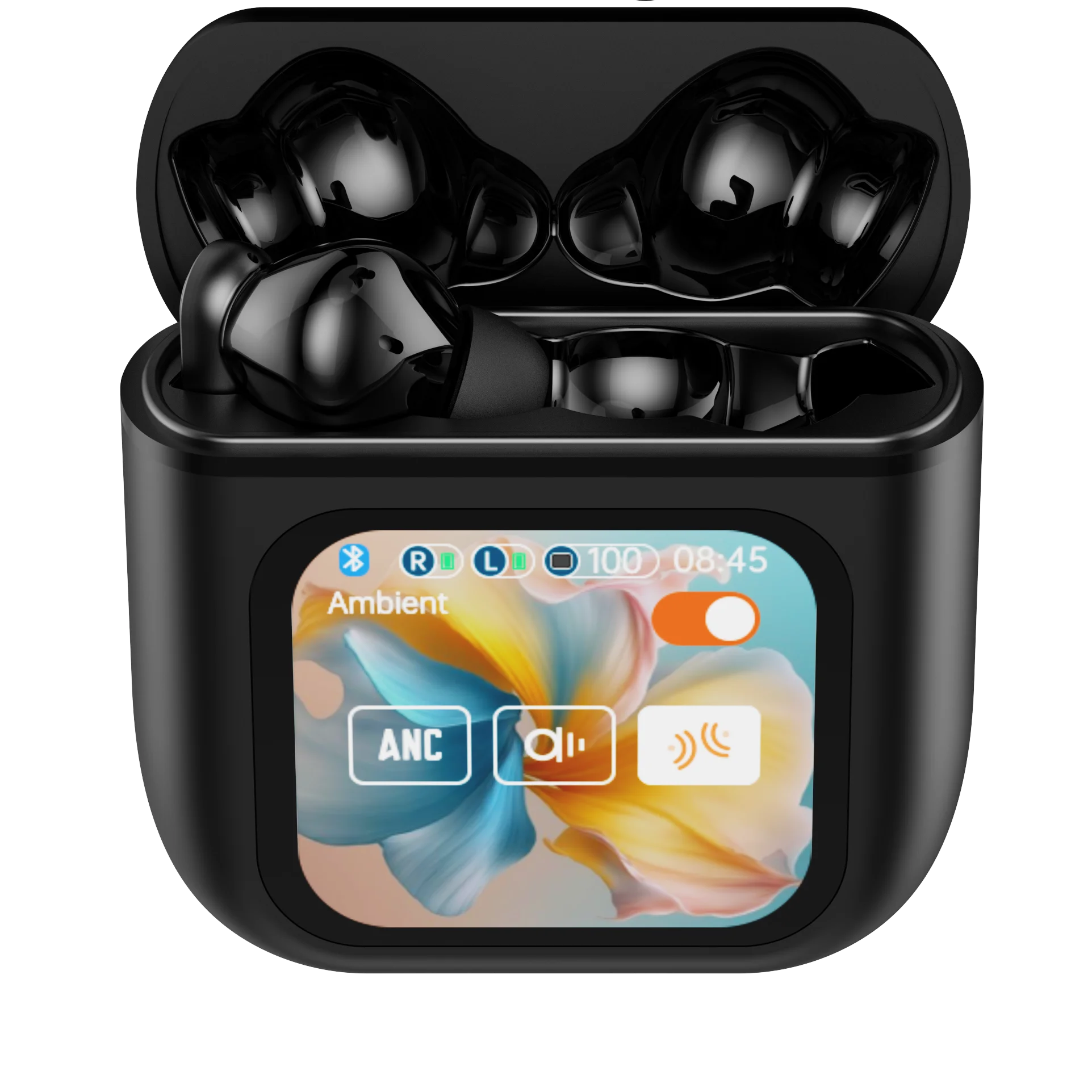 Newly Designed Anc Enc Tws Earphones with Digital LCD Touch Screen Wireless in Ear Headphones, Generation Pod TWS Earbuds Tidesmit