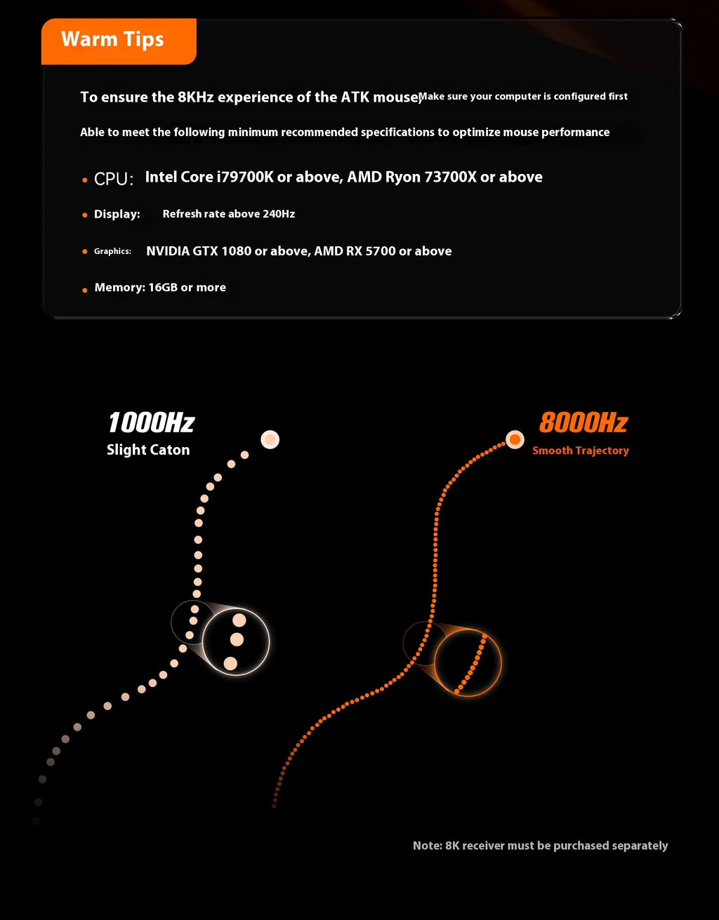 ATK A9 PLUS ULTRA Series Mouse Dual 8K Wireless Mouse Bluetooth Lightweight PAW3950 Ultra Nordic52840 E-sports Mice Gift