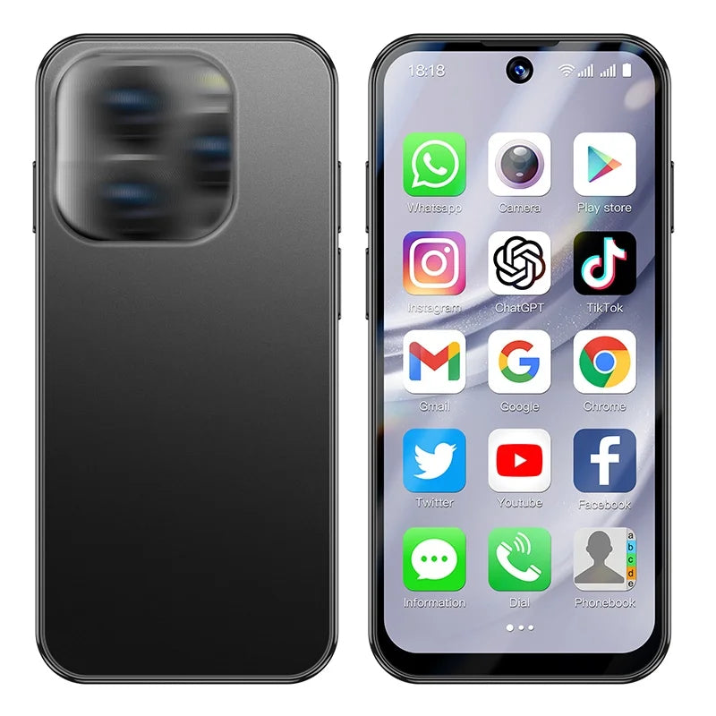 Hot Sales XS19 Pro Mini Smartphone 4-inch Android 12 Version Full Network 4G Smart Phone Supports Google Play Store 64GB Memory Black 3 G 64 GB Tidesmit