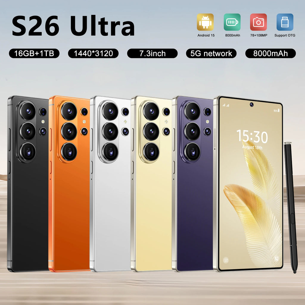 Tidesmit S26 Ultra 5G smartphone with high-definition camera and dual-SIM support in sleek finish